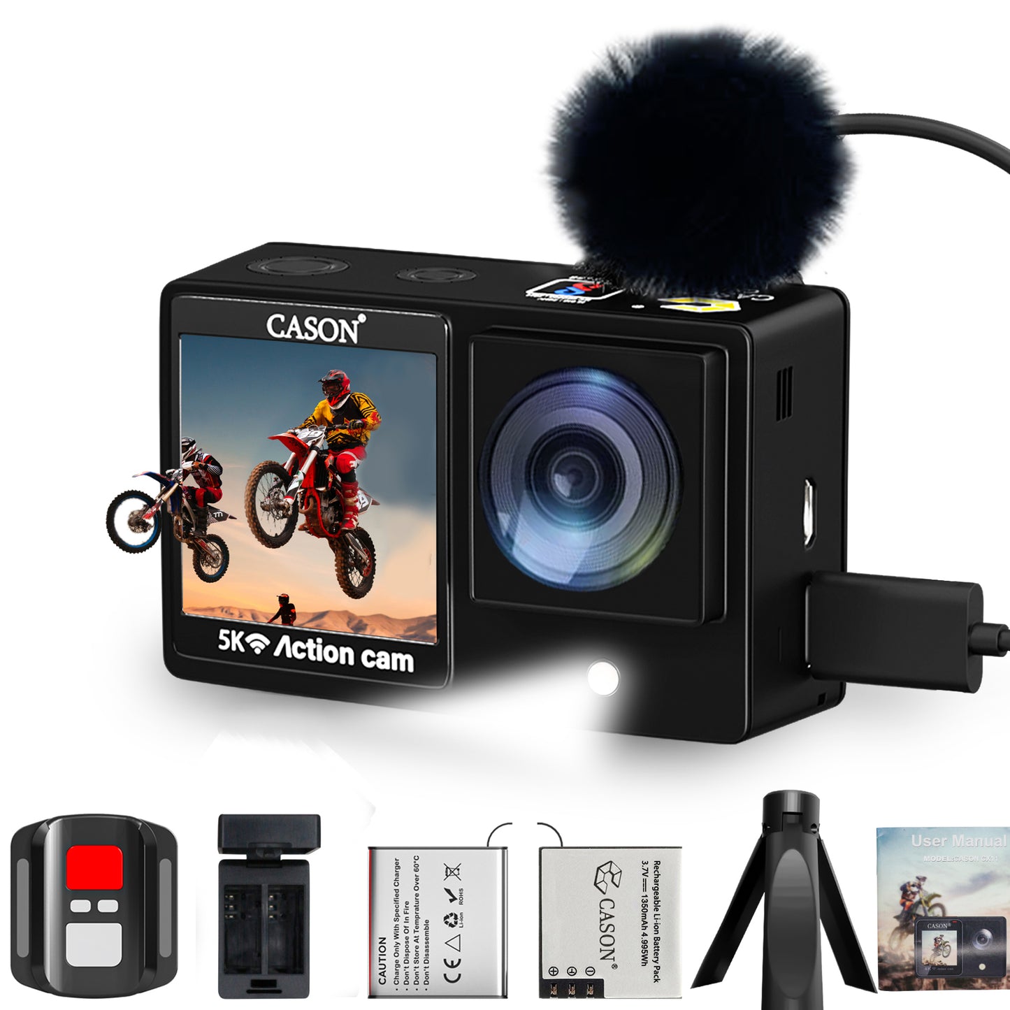 CASON CX11 5K Dual Screen Action Camera for Moto Vlogging