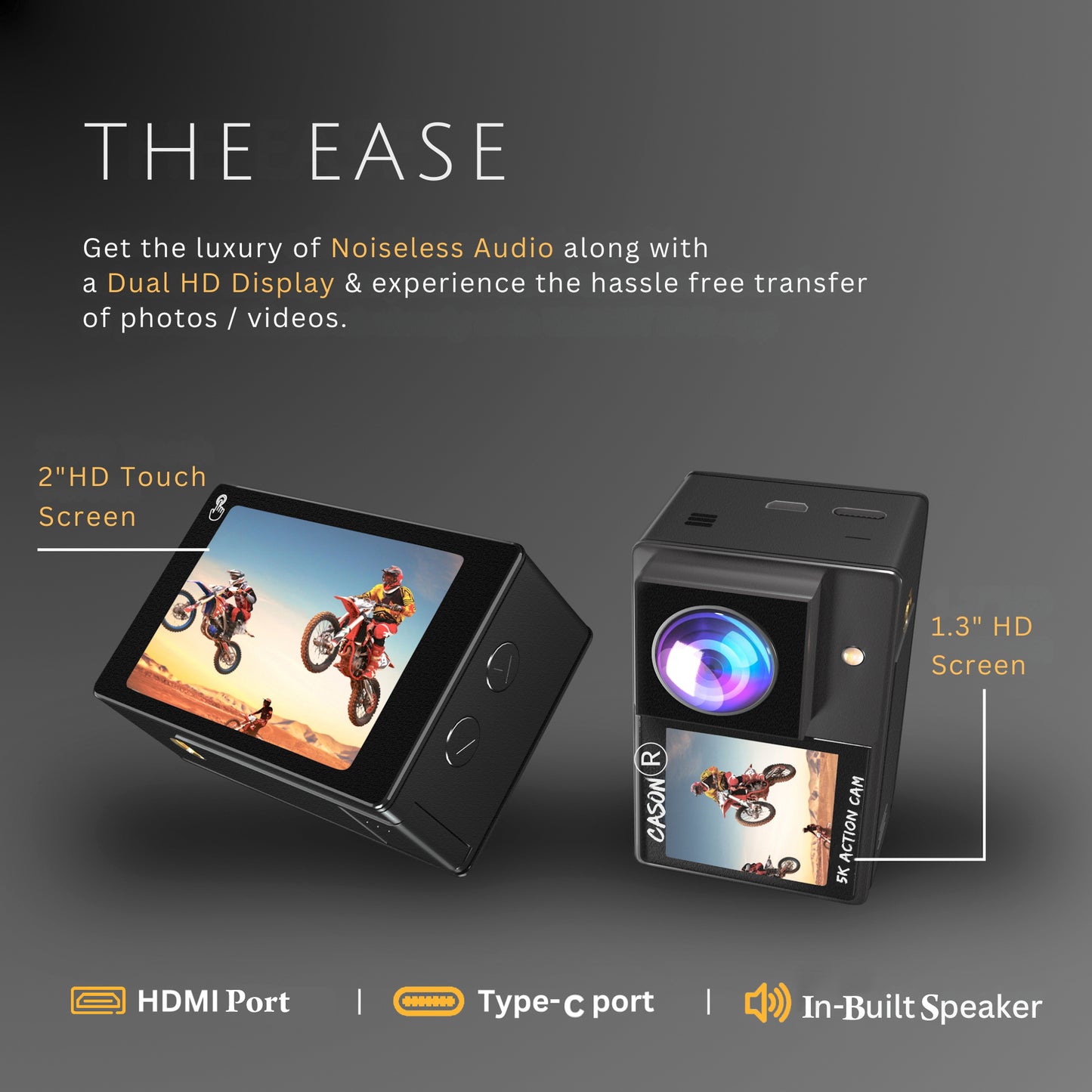 CASON CX11 5K Dual Screen Action Camera for Moto Vlogging