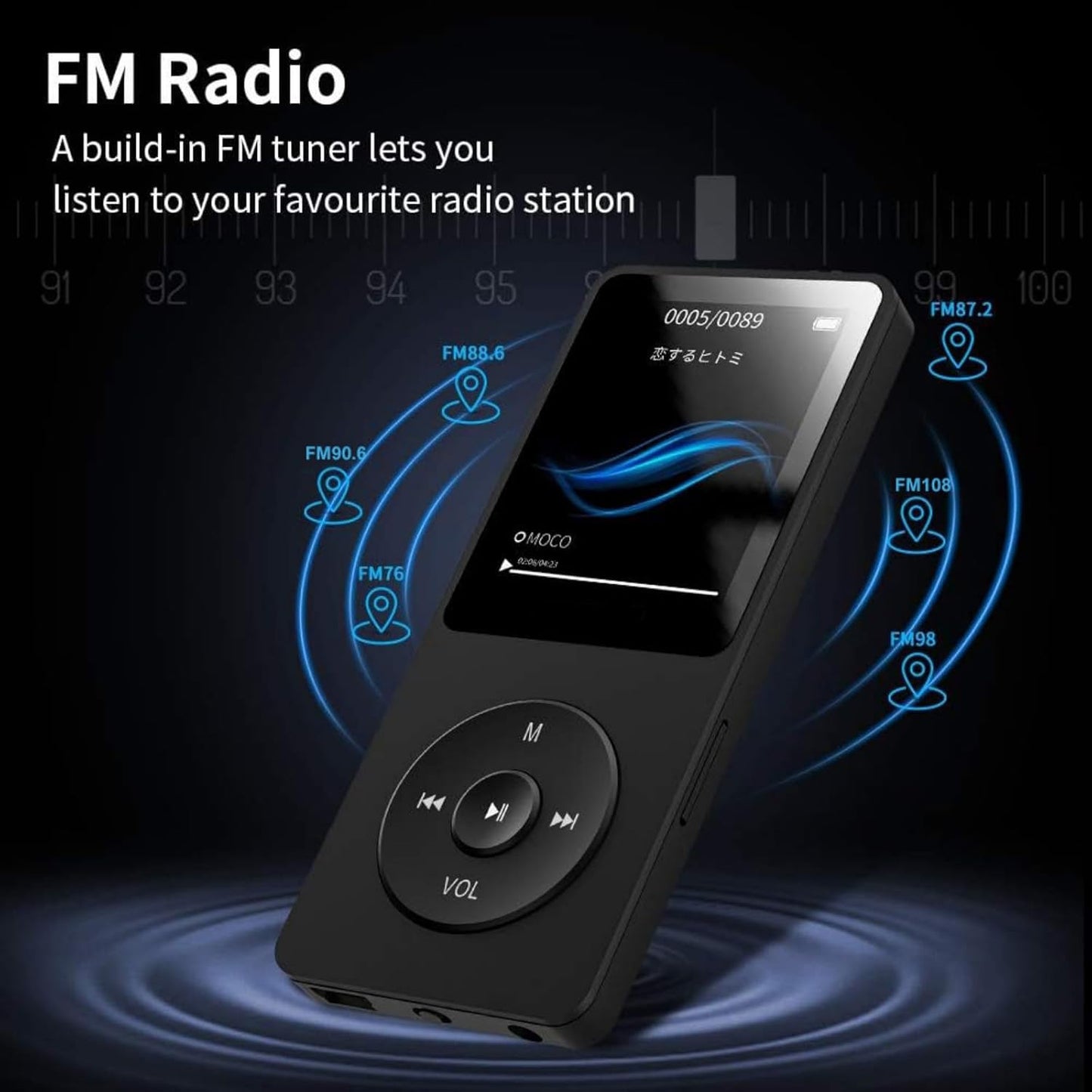 Cason 16GB Mini MP3 Music Player with Bluetooth 5.4, Video Playback,Pocket-Sized MP3 Player for Music,Voice Recording,FM Radio -Expanded Up to 128GB