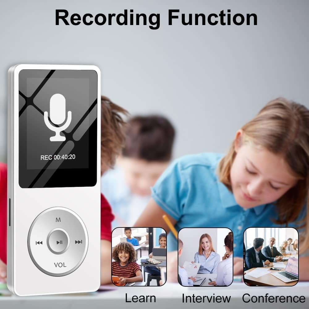 Cason 16GB Mini MP3 Music Player with Bluetooth 5.4, Video Playback,Pocket-Sized MP3 Player for Music,Voice Recording,FM Radio -Expanded Up to 128GB