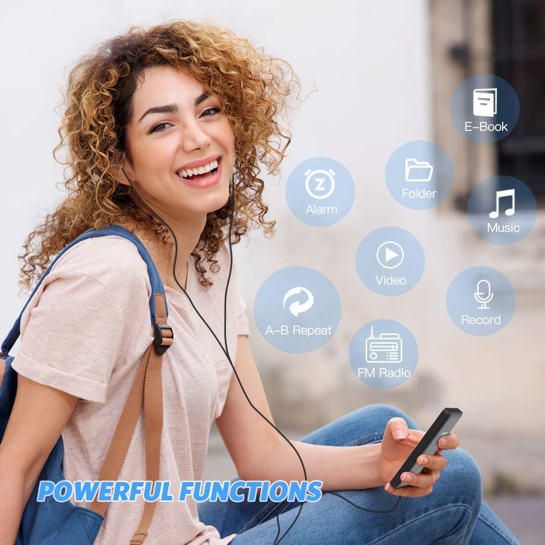 Cason 16GB Mini MP3 Music Player with Bluetooth 5.4, Video Playback,Pocket-Sized MP3 Player for Music,Voice Recording,FM Radio -Expanded Up to 128GB