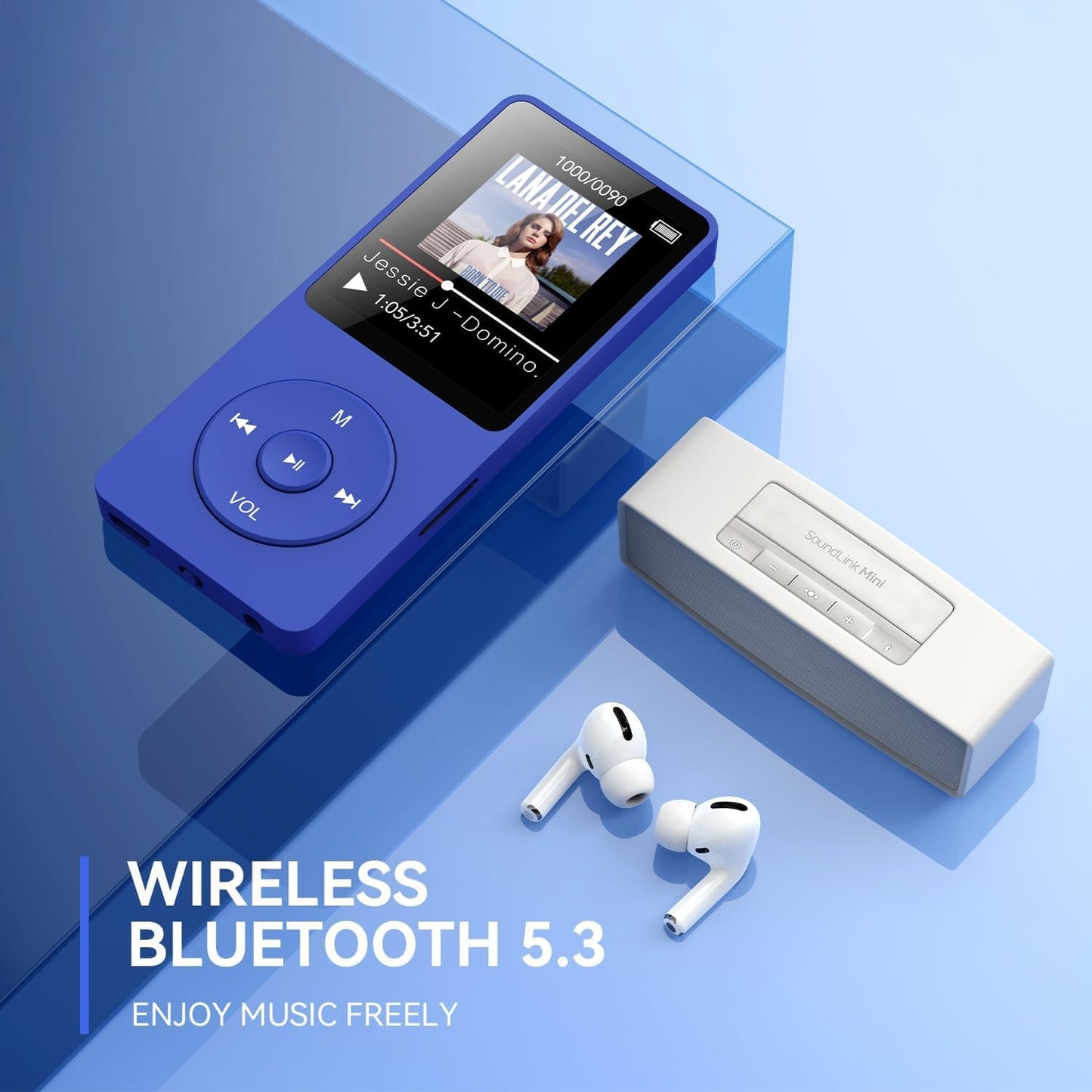Cason 16GB Mini MP3 Music Player with Bluetooth 5.4, Video Playback,Pocket-Sized MP3 Player for Music,Voice Recording,FM Radio -Expanded Up to 128GB
