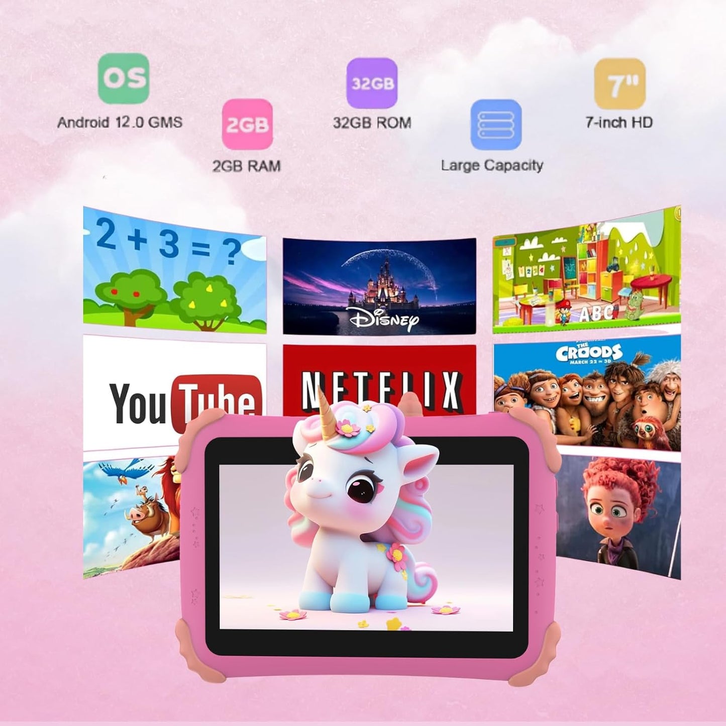 CASON 7 inch Kid Tablet for Study 5-12 Years Age,4GB+32GB Android Tab for Kids,Mini Tablet with Shockproof Case,FHD Eye Comfort Display,Parental Control, Games & Education for Boys, Girls