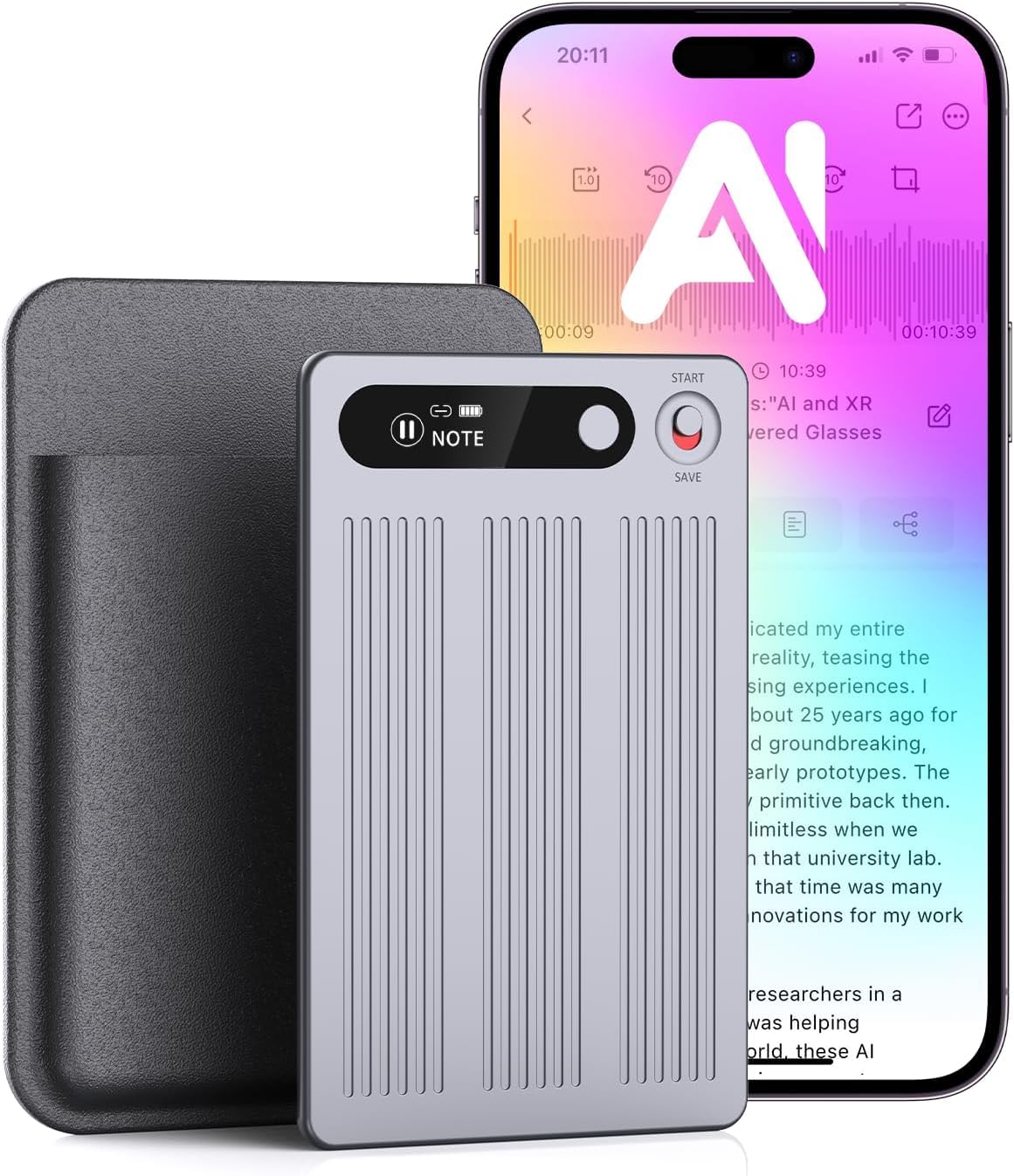 Cason Smart AI Voice Recorder with APP Control, Magnetic Audio Recorder with Transcribe, Summarize & Translation, 112 Languages, 64GB Memory, Compact for Lectures, Meetings, Calls, Interview