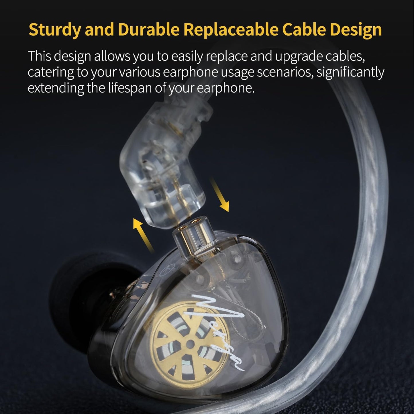 CASON KZ Merga IEM Wired Earphones | in-Ear Monitor Headphones with HiFi Deep Bass & Noise Isolation| Gaming Earphones with Mic & Dynamic Driver Silver Plated Detachable Cable for Audiophile