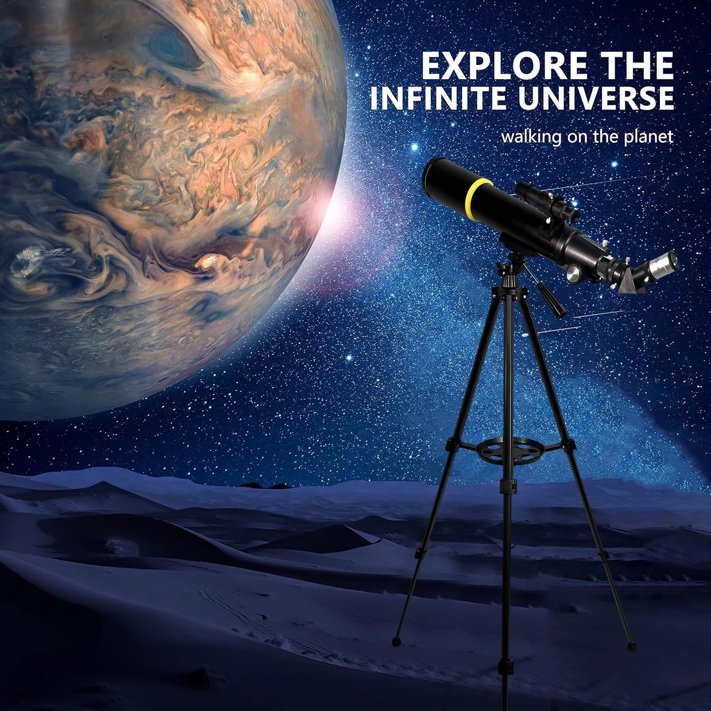 Cason F50070-Telescope for Astronomy,Galaxy 70mm Aperture 500 mm Refractor Zoom Monocular Telescope for Adults & Kids,Easyto Use for Moon,Planets,Stars,Galaxy with Aluminum Tripod and Phone Adapter