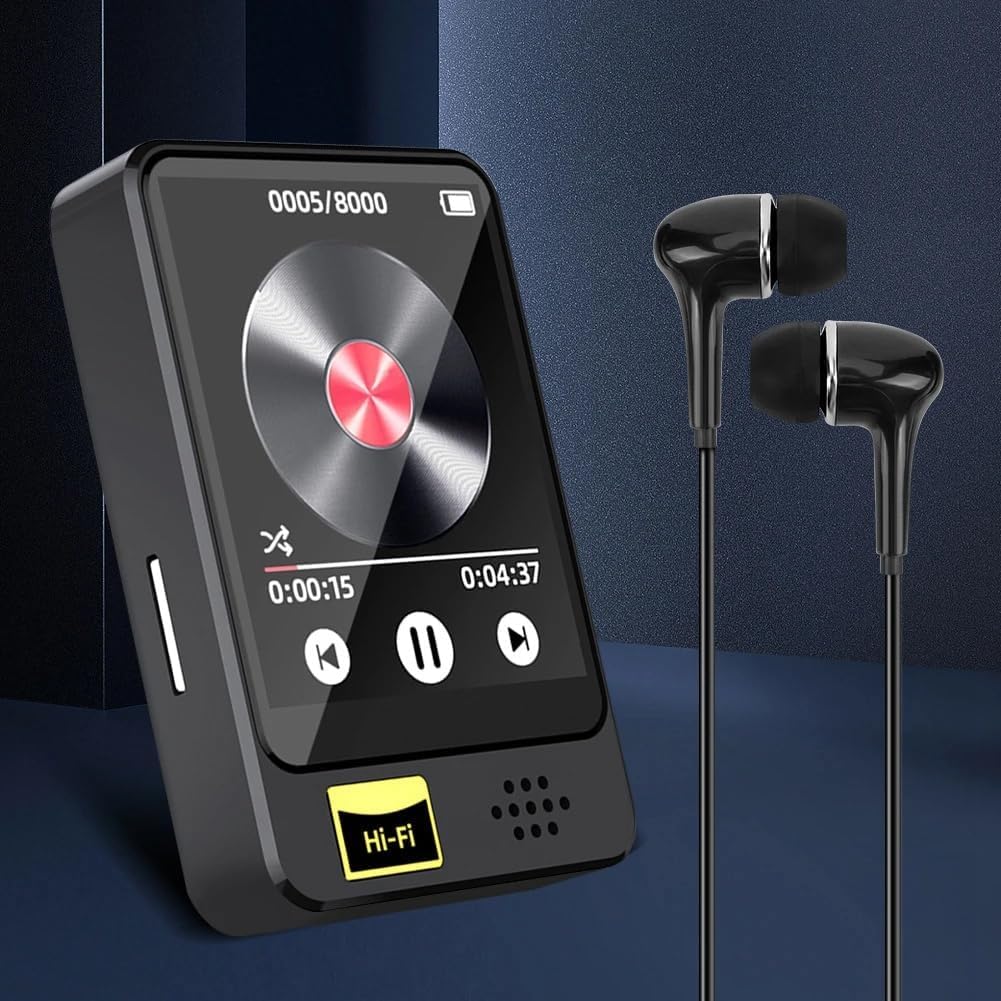 Cason 32GB Mini MP3 Music Player with Bluetooth,Touch Screen, Video Playback – Pocket-Sized MP3 Player for Voice Recording,Fm Radio & Music on the Go-Expanded Up to 128GB (Black)