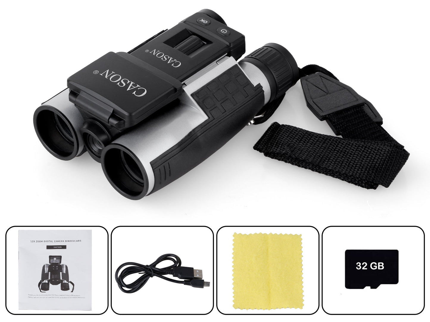 Cason 12 X 32 Digital Binocular with Camera & Video Recording 1080P HD Video,12 x ZoomBinoculars