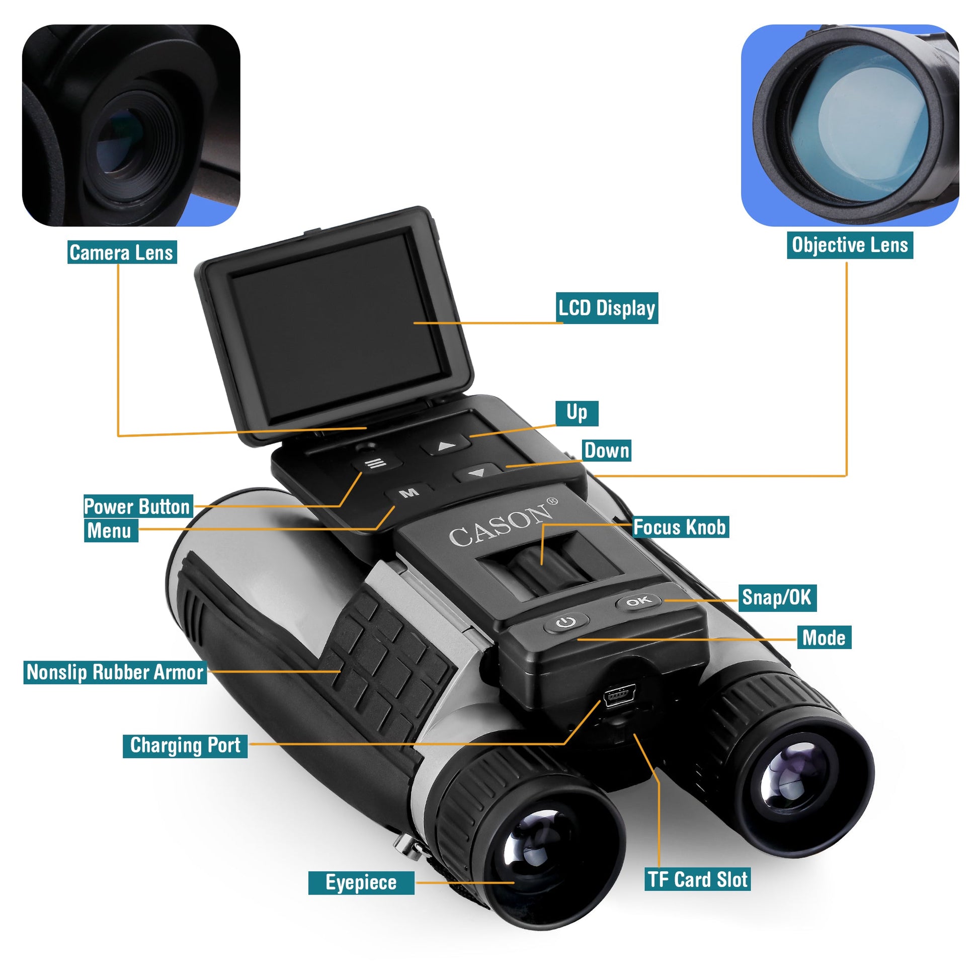 Cason 12 X 32 Digital Binocular with Camera & Video Recording 1080P HD Video,12 x ZoomBinoculars
