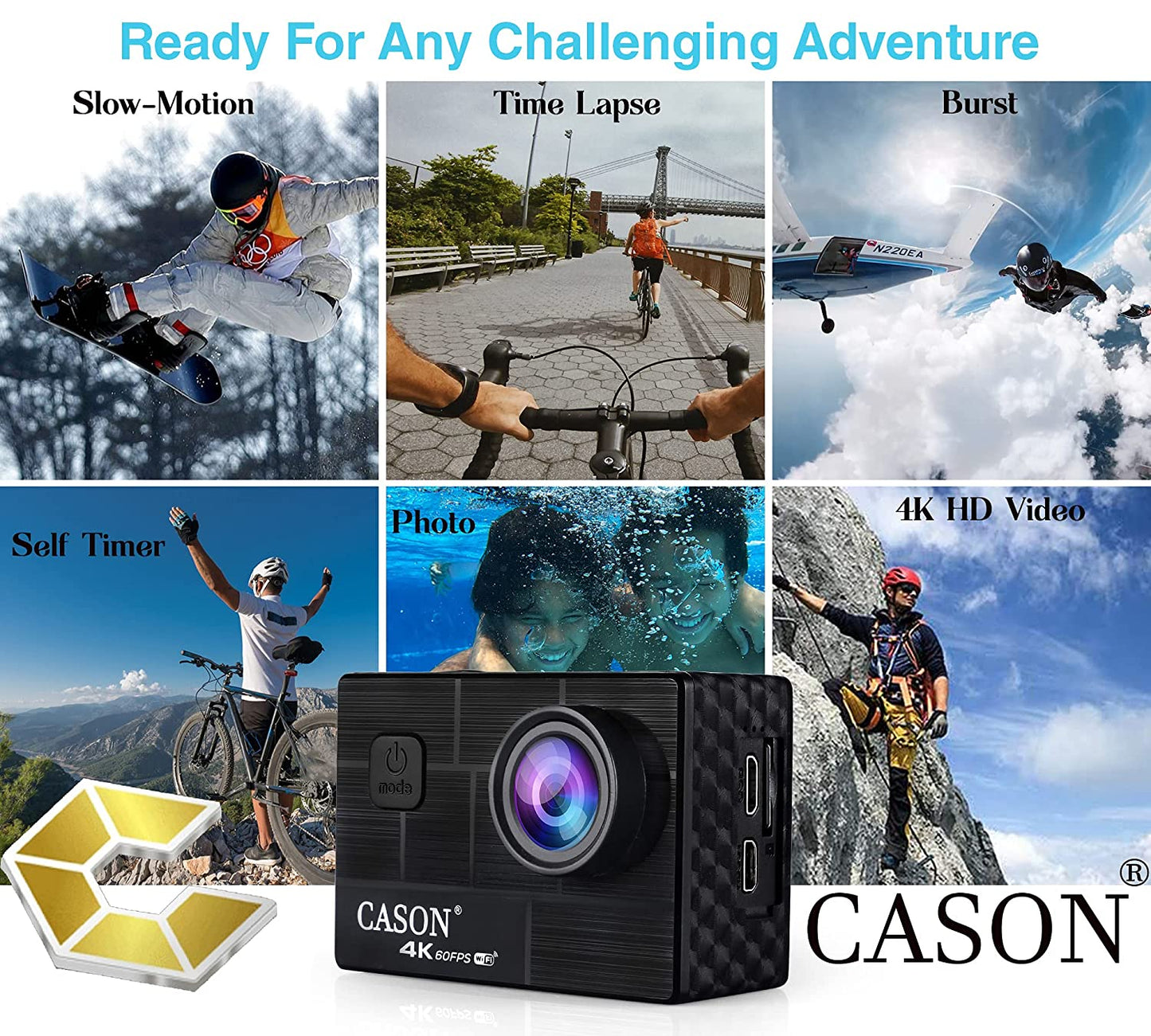 Cason CN10 Action Camera 4K With Accessories KitVideo Cameras