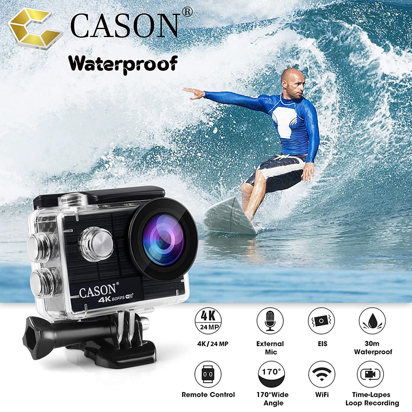 Cason CN10 Action Camera 4K With Accessories KitVideo Cameras