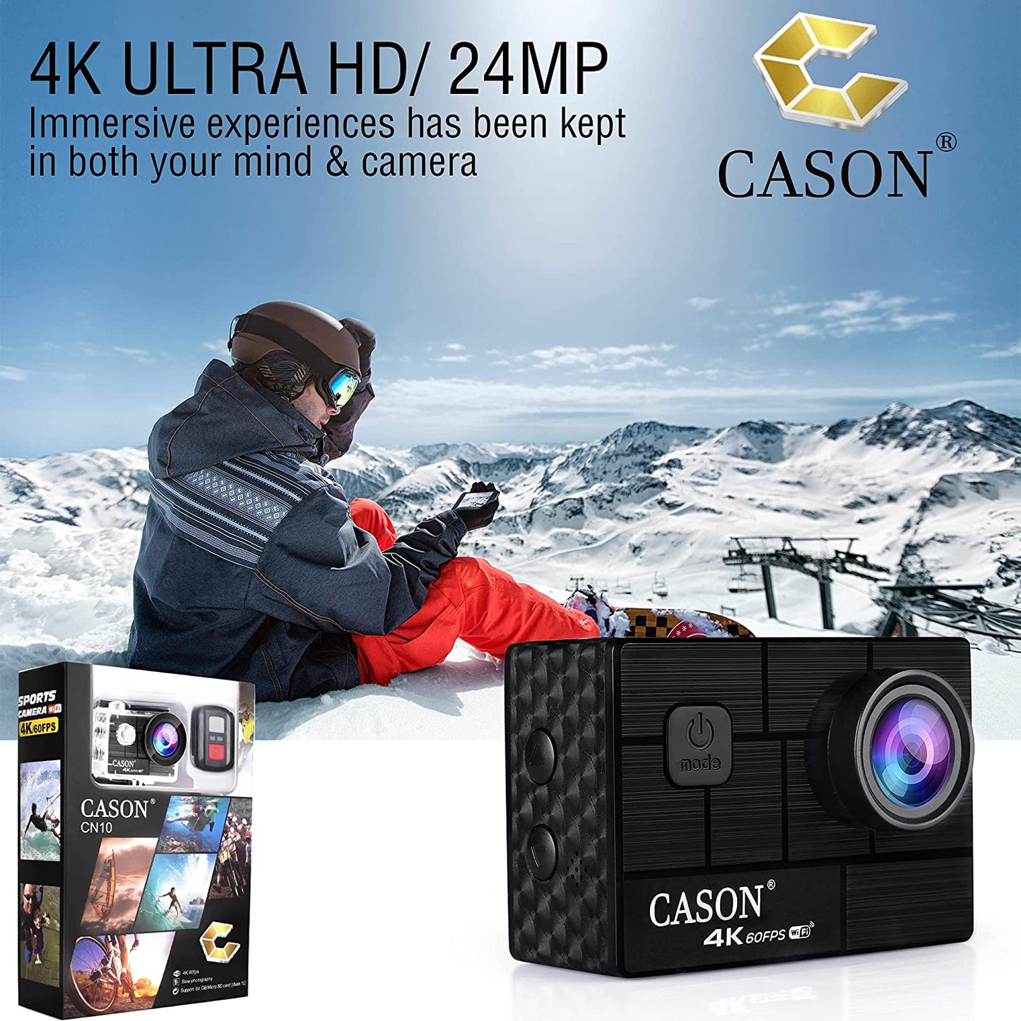 Cason CN10 Action Camera 4K With Accessories KitVideo Cameras