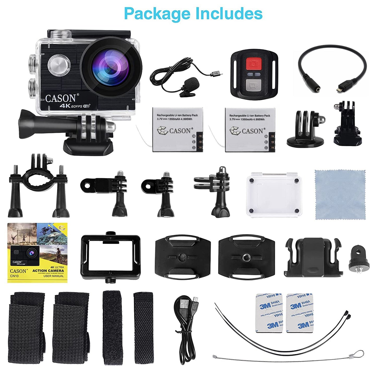 Cason CN10 Action Camera 4K With Accessories KitVideo Cameras
