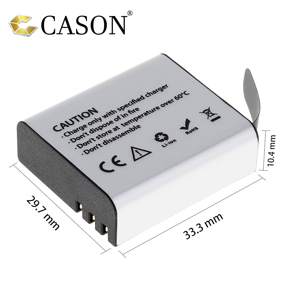 Cason - Premium 1350 mAh Li-ion Rechargeable Batteries for Cason CN10 & CS6Action Camera Accessories