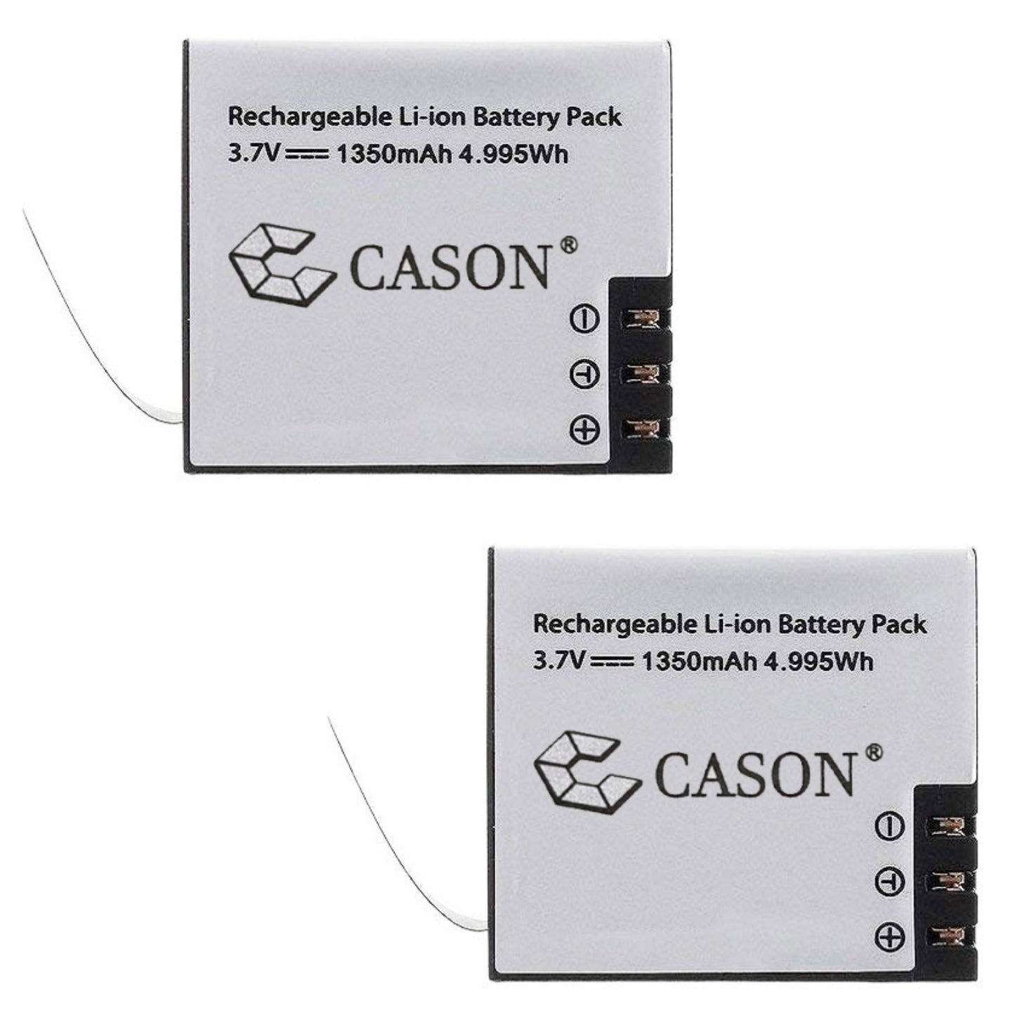 Cason - Premium 1350 mAh Li-ion Rechargeable Batteries for Cason CN10 & CS6Action Camera Accessories