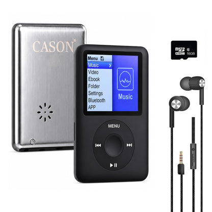 Cason 16GB Mini MP3 Music Player with Bluetooth & Voice Control Earphones, Video Playback,Pocket-Sized MP3 Player for Music,Voice Recording,FM Radio,E-Book Reader -Expanded Up to 128GB
