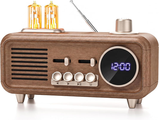 Cason SC11 Digital Fm Radio for Home with Bluetooth Speaker,Vintage Radio with Aux & Sd Card Slot, Portable Retro Music Player with Type C Charging (Brown)