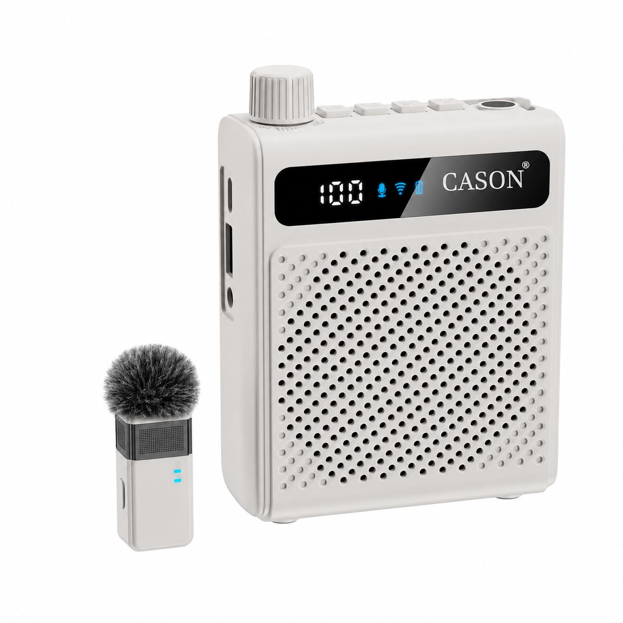 Cason Wireless Voice Amplifier for Teachers with Mic for Teaching & Speaker | Teachers Mic with Speaker Wireless for Classroom,Rechargeable Voice Amplifier with Collar Mic for Schools,Tour Guide