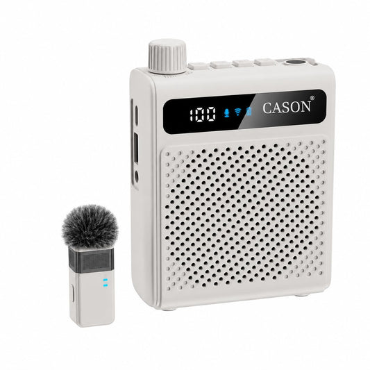 Cason Wireless Voice Amplifier for Teachers with Mic for Teaching & Speaker | Teachers Mic with Speaker Wireless for Classroom,Rechargeable Voice Amplifier with Collar Mic for Schools,Tour Guide