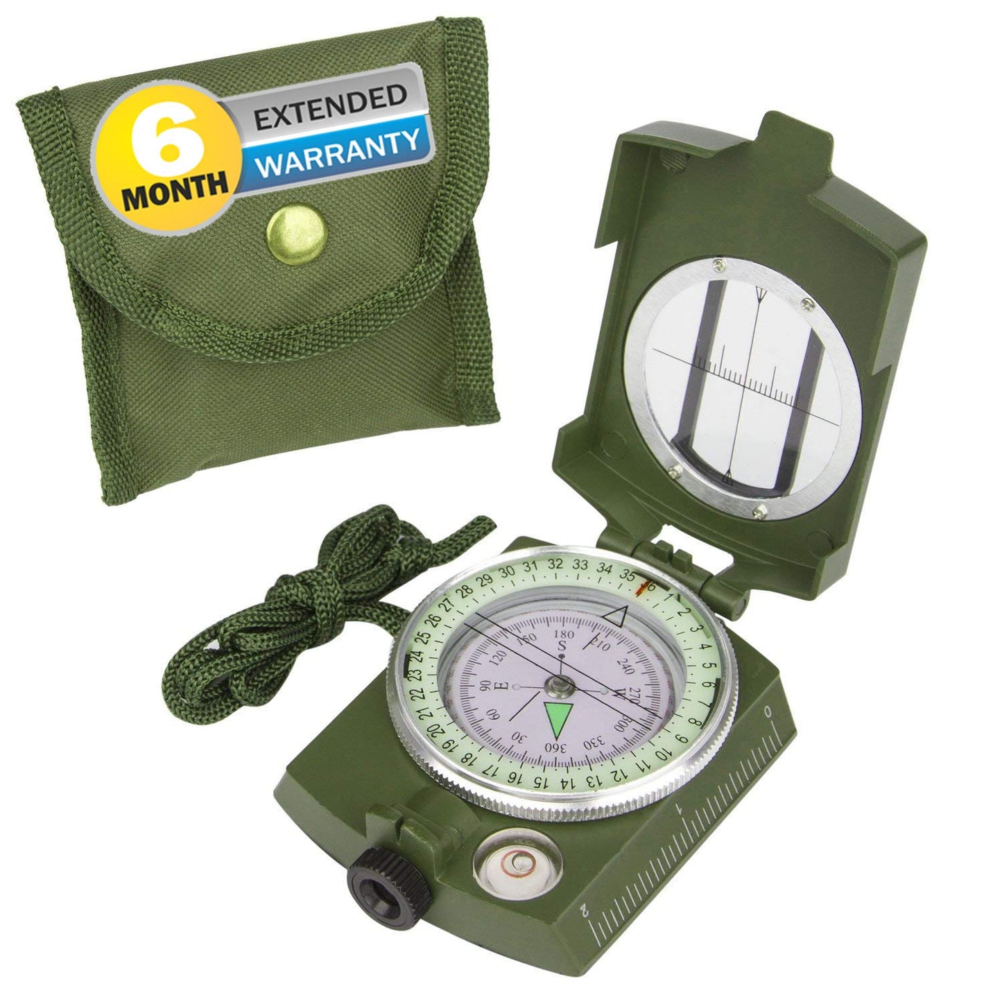 CASON (DEVICE OF C) Professional High Accuracy Metal Waterproof Military Compass for Directions (8 X 6.5 X 3 Cm, Green)