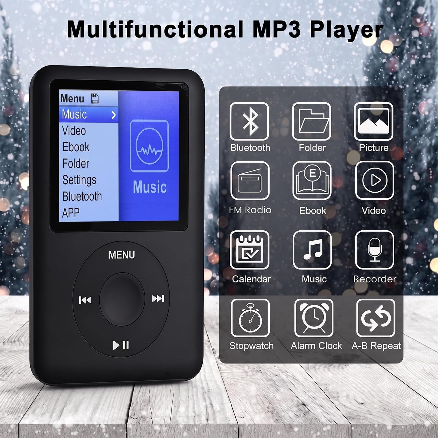 Cason 16GB Mini MP3 Music Player with Bluetooth & Voice Control Earphones, Video Playback,Pocket-Sized MP3 Player for Music,Voice Recording,FM Radio,E-Book Reader -Expanded Up to 128GB