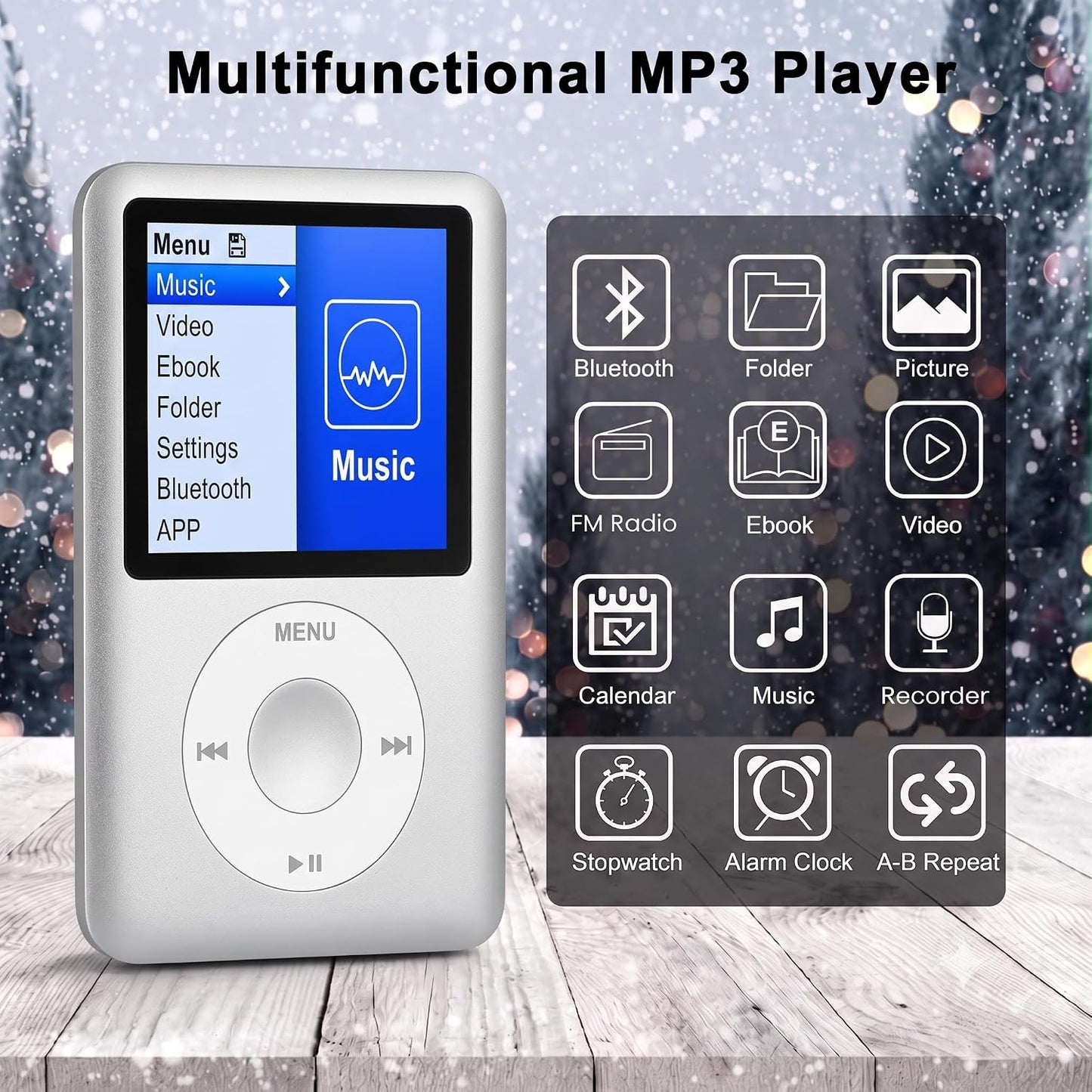 Cason 16GB Mini MP3 Music Player with Bluetooth & Voice Control Earphones, Video Playback,Pocket-Sized MP3 Player for Music,Voice Recording,FM Radio,E-Book Reader -Expanded Up to 128GB