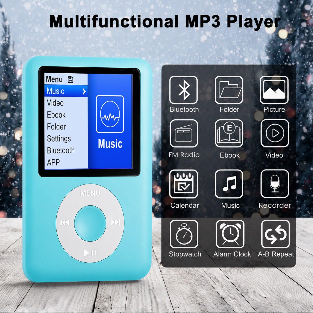 Cason 16GB Mini MP3 Music Player with Bluetooth & Voice Control Earphones, Video Playback,Pocket-Sized MP3 Player for Music,Voice Recording,FM Radio,E-Book Reader -Expanded Up to 128GB