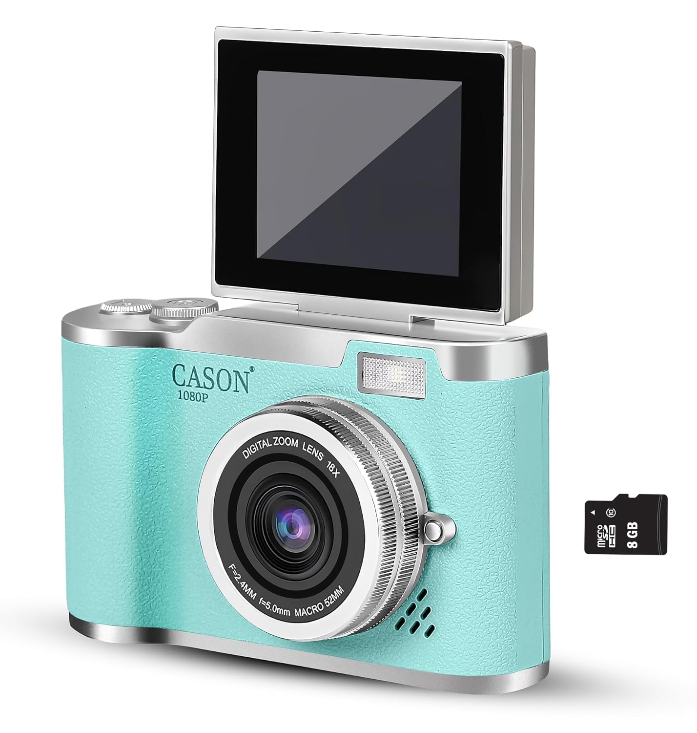 Cason 48MP Digital Camera for Kids-Real Photo & Video Mini Camera for Photography 2.4” Rotating Screen, Built in Games Kids Cameras for 5-15 Years Girls & Boys(Supports Upto 64GB Memory) Visit the CASON Store