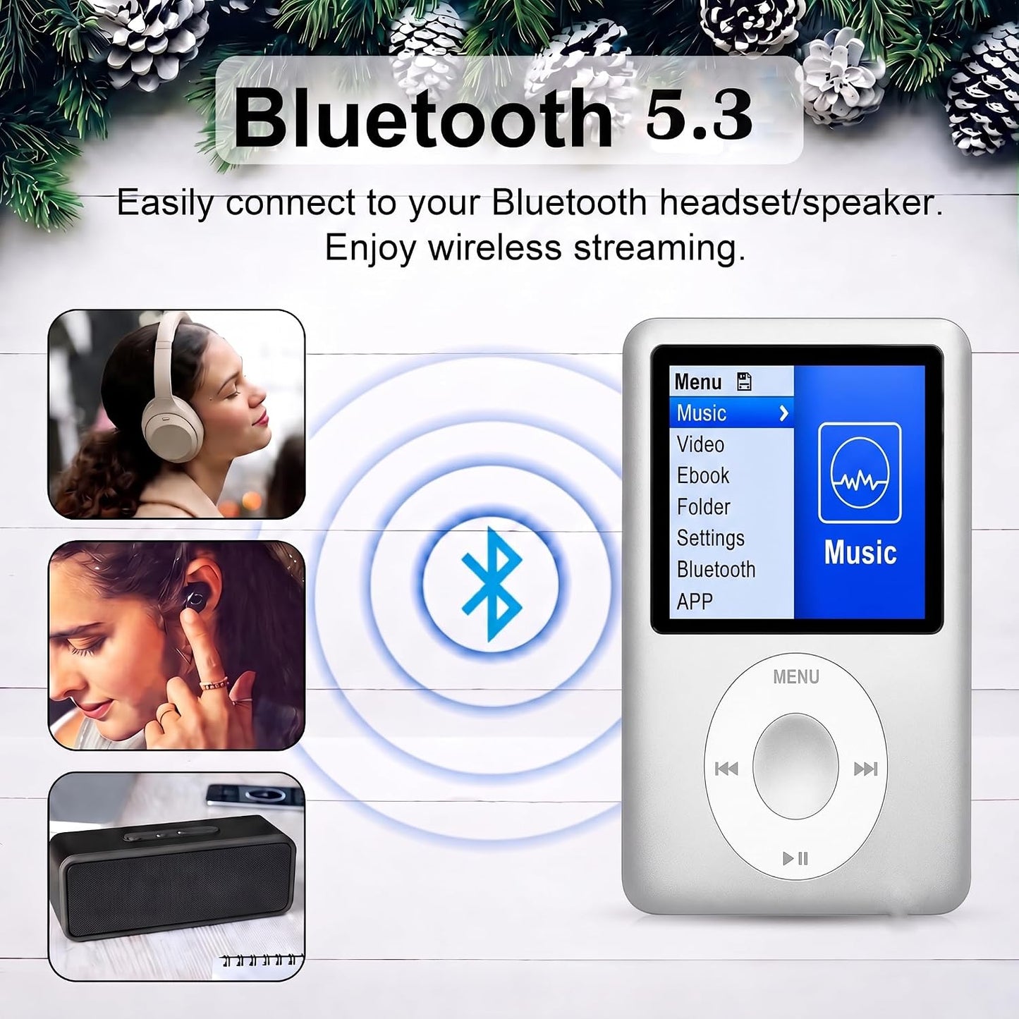 Cason 16GB Mini MP3 Music Player with Bluetooth & Voice Control Earphones, Video Playback,Pocket-Sized MP3 Player for Music,Voice Recording,FM Radio,E-Book Reader -Expanded Up to 128GB