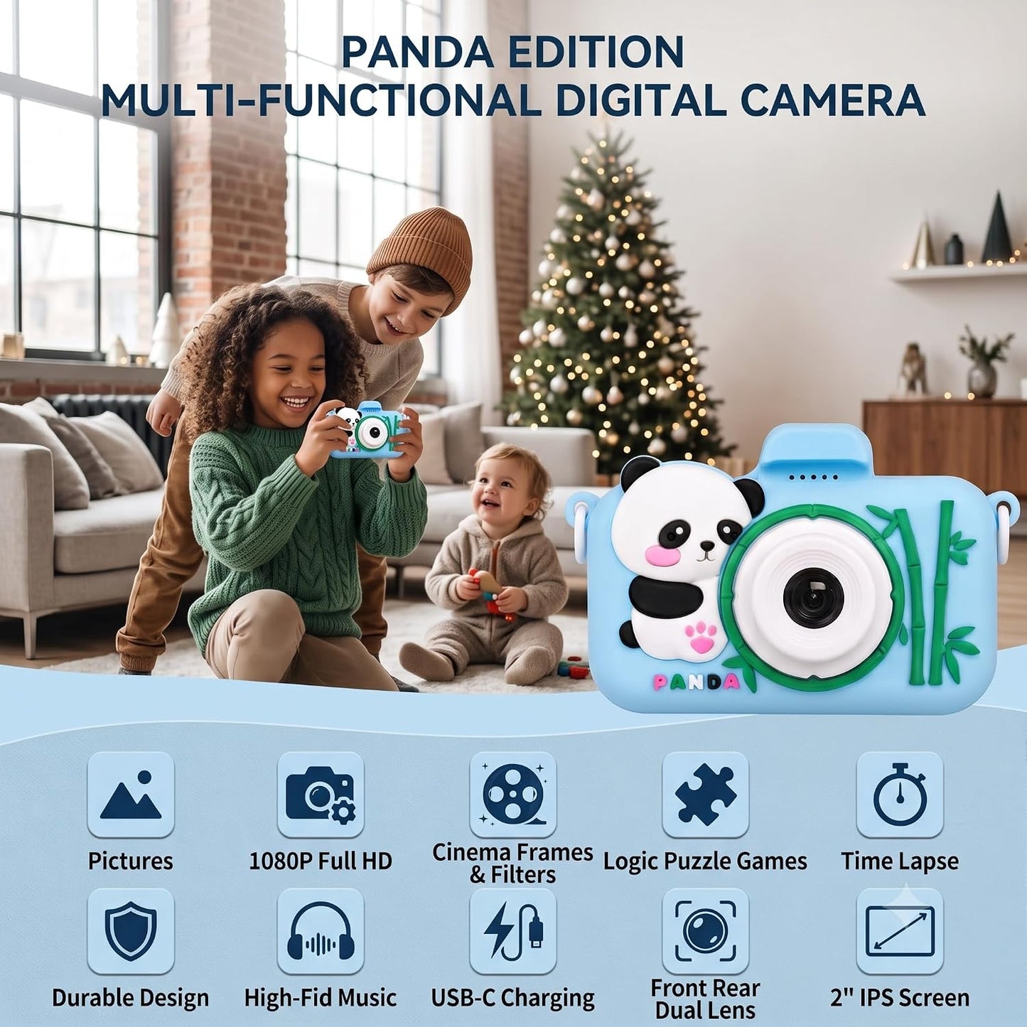 Cason Mini Digital Camera for Kids1080P HD,Camera with Dual Cameras,Rechargeable with SD Card, Real Toy Camera with Games,Birthday Gift for Kids for 5-12 Years Kid