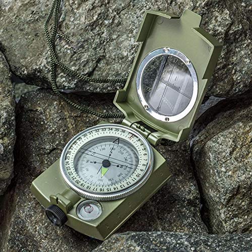 CASON (DEVICE OF C) Professional High Accuracy Metal Waterproof Military Compass for Directions (8 X 6.5 X 3 Cm, Green)