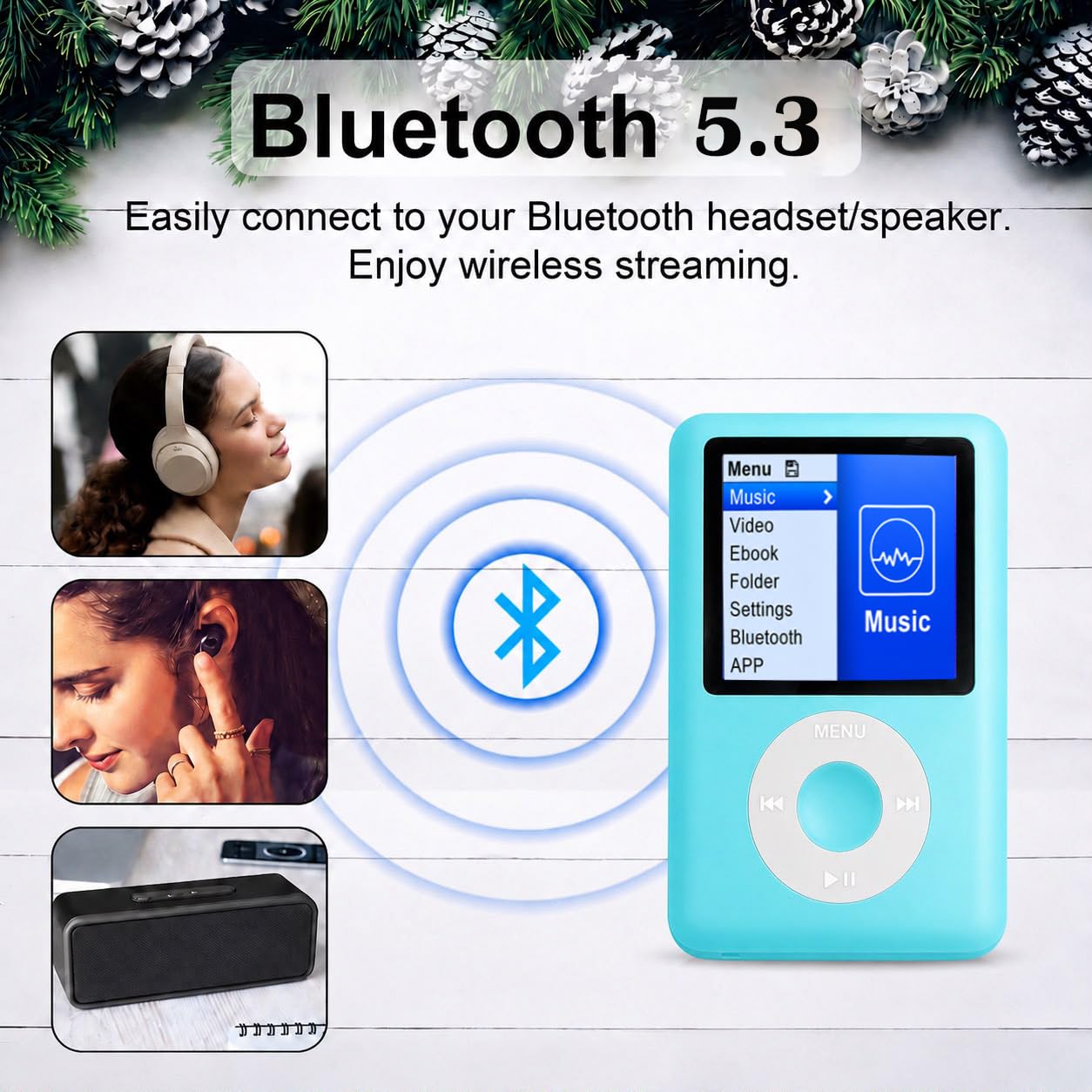 Cason 16GB Mini MP3 Music Player with Bluetooth & Voice Control Earphones, Video Playback,Pocket-Sized MP3 Player for Music,Voice Recording,FM Radio,E-Book Reader -Expanded Up to 128GB
