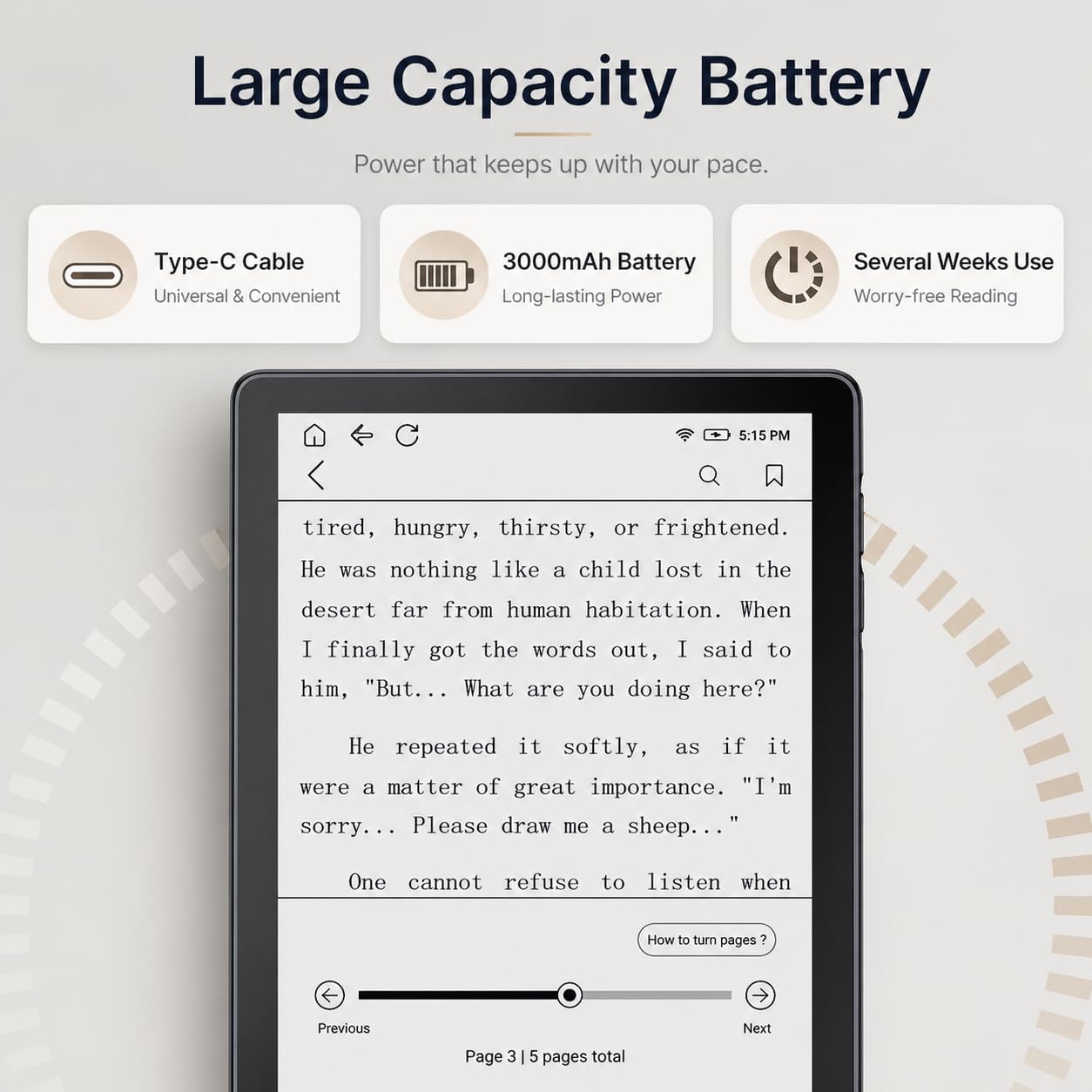 Cason E8- E-Reader Tablet with Black E-Ink Display with Adjustable Back Light –6 inch Portable Glare-Free Ebook Reader, Built-in Speaker, WiFi,Long Lasting Battery(32 GB Internal Memory)