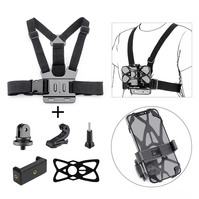 CASON Action Camera Chest Mount with Adjustable Strap CS6, CN10, Go Pro & Other Action Camera Models