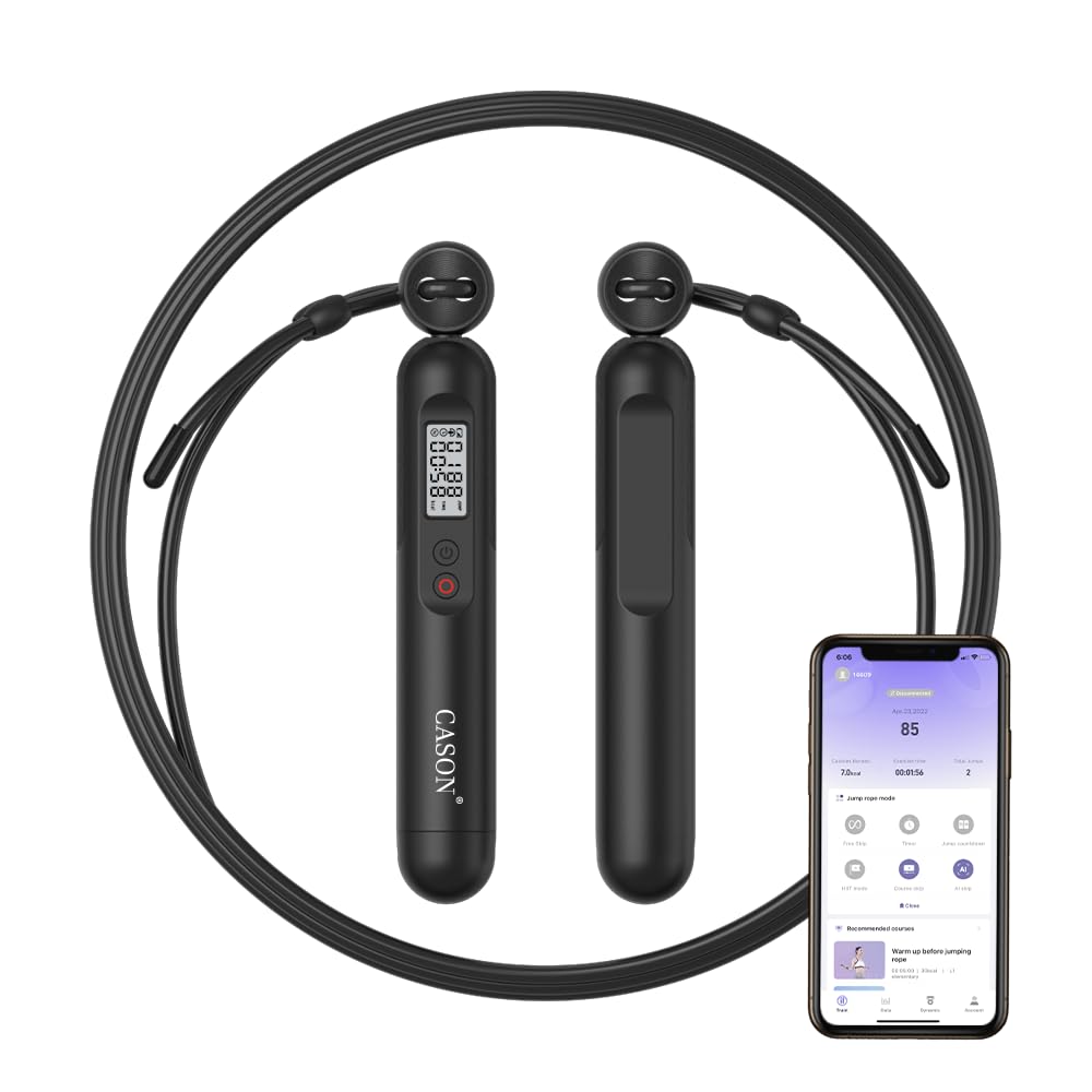 Cason Smart Skipping Rope with Mobile App for Workout Graph,Online Sessions,Skipping Games,HIIT courses for Men & Women | Professional Jump Skipping Rope With Counter & Graph Data Analysis for Fitness