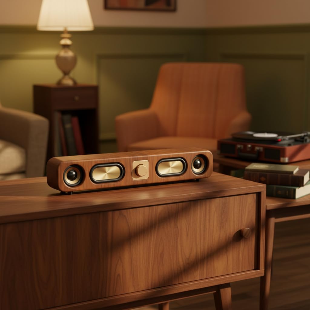 CASON 25W Portable Retro Bluetooth Speaker –Wired USB Laptop Home Speaker with FM Radio Sound,8 Hours Battery Life, Vintage Stereo Speakers & Soundbar for Home