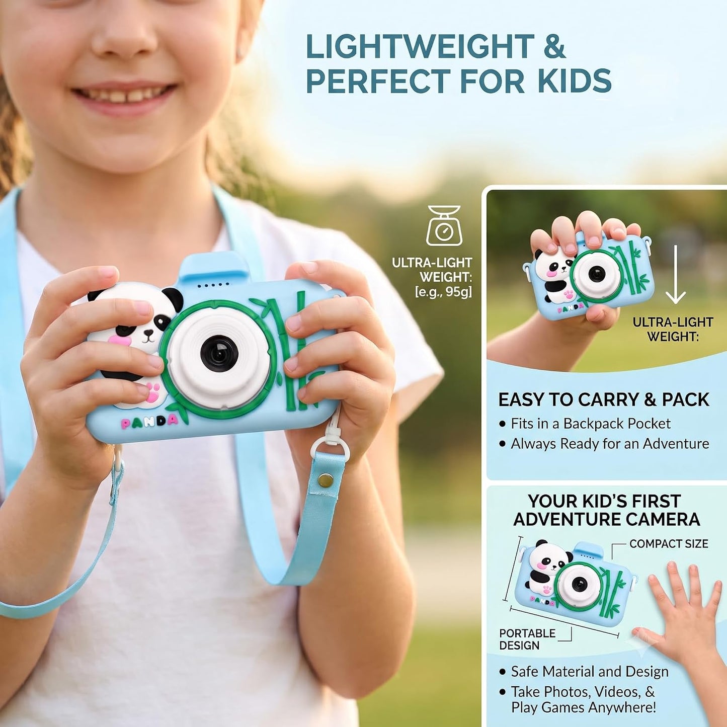 Cason Mini Digital Camera for Kids1080P HD,Camera with Dual Cameras,Rechargeable with SD Card, Real Toy Camera with Games,Birthday Gift for Kids for 5-12 Years Kid