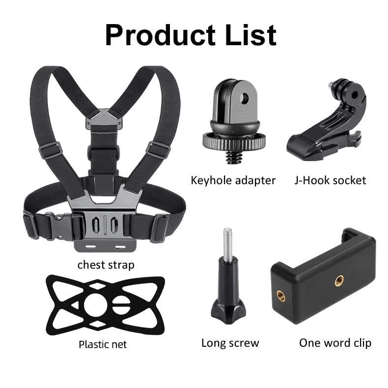 CASON Action Camera Chest Mount with Adjustable Strap CS6, CN10, Go Pro & Other Action Camera Models