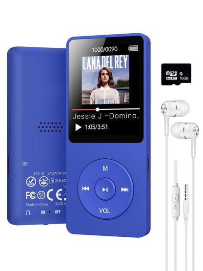 Cason 16GB Mini MP3 Music Player with Bluetooth 5.4, Video Playback,Pocket-Sized MP3 Player for Music,Voice Recording,FM Radio -Expanded Up to 128GB