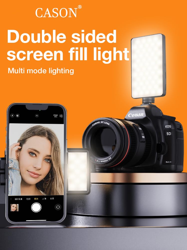 Cason 2 in 1 Portable Light for Video Shooting YouTube -Dimmable 2500-9900K Photography Camera Light/Ring Light for Phone,Clip On Laptop Lights-Rechargeable 3000mAh Battery