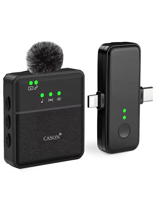 CASON SX8 Wireless Mic for You Tube & Content Creators with Ultra Noise-Cancelling Feature and 20m Long Range Microphone for Vlogging with iPhone/Android Devices(1mic)