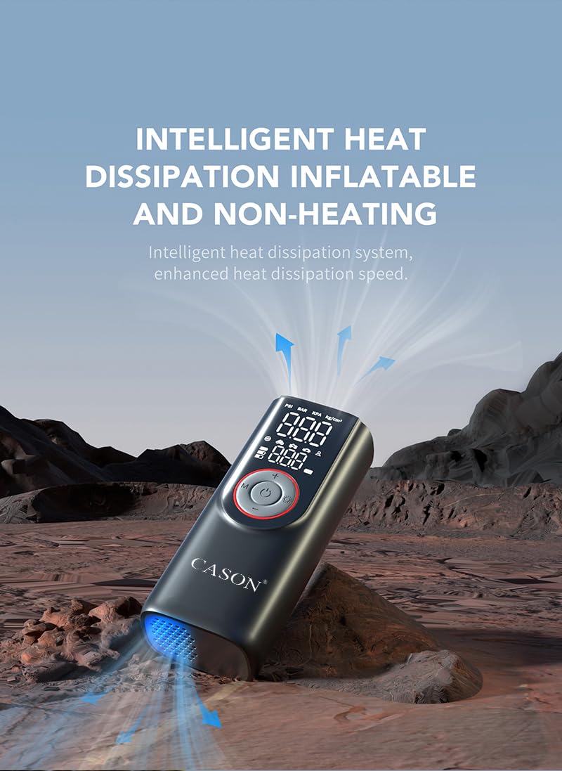 Cason Wireless + Wired (6000 mAh Battery & 12V USB Port) Tyre Inflator for Car,Bike & Cycle,2 x Faster Inflation,Car Electric Air Pump for Tyres Automatic -150 PSI with Powerbank,Air Pressure Pump