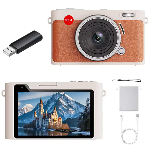 Cason 5K Digital Camera for Photography – 72MP Digital Point and Shoot Camera for Photo and Video with Touchscreen Autofocus,18X Zoom & WiFi Mini Digi Cameras Vintage for Adults(Brown)