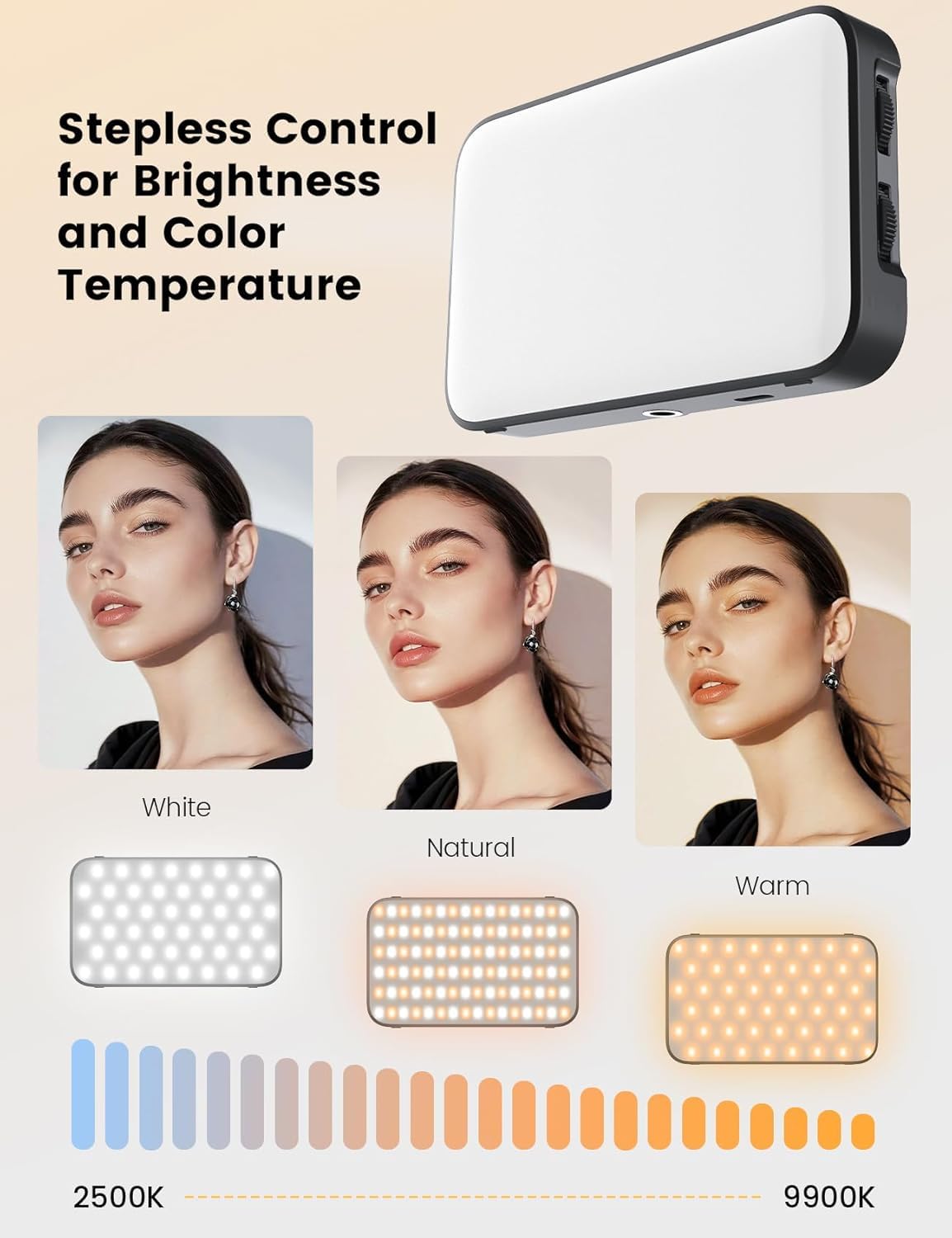 Cason 2 in 1 Portable Light for Video Shooting YouTube -Dimmable 2500-9900K Photography Camera Light/Ring Light for Phone,Clip On Laptop Lights-Rechargeable 3000mAh Battery