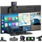 Cason Upgraded Carplay/Car Android Auto Touch Screen 11.2-Inch with 4K Dash Cam &1080p Rear Camera, Infotainment System LED Display Screen with Voice Control,BT for All Vehicles
