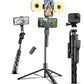 Cason Long 69 Inch Selfie Stick for iPhone & Mobile with 2 LED Lights, Portable Tripod with Bluetooth Remote- Selfie Stand for 2 Mobile Phones (Horizontal,Vertical) & Camera (Black)