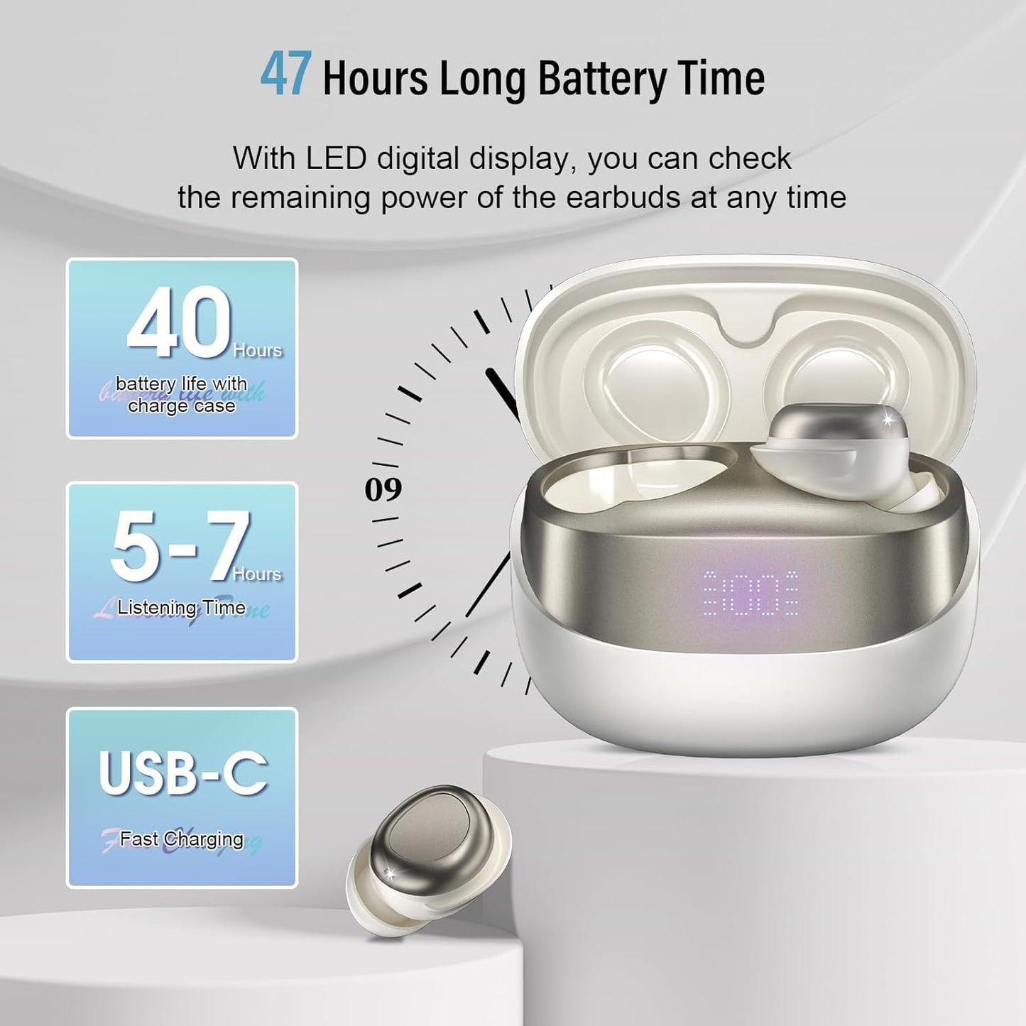 CASON 2 in 1 Ear Plugs for Noise Cancellation & Bluetooth Headphones For Music, Mini Ear Plugs for Sleeping, Studying, & Flight Travel with 24 dB Noise Reduction , IPX7 Waterproof Earphones/ Earbuds with LED Display