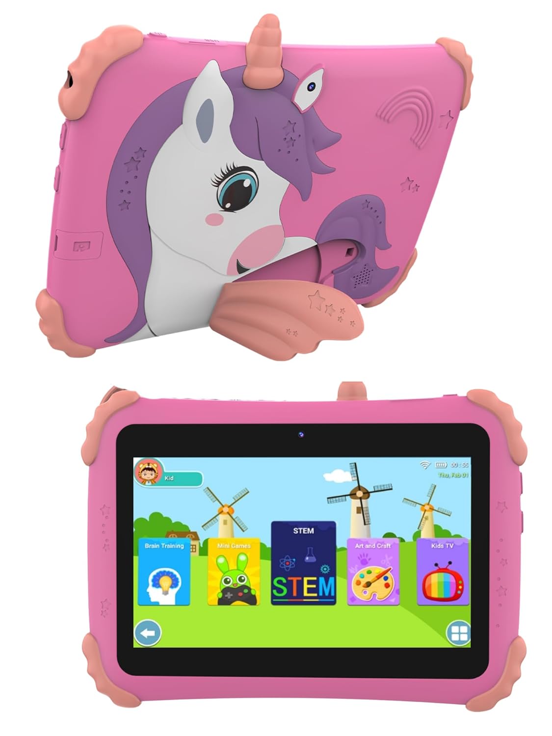CASON 7 inch Kid Tablet for Study 5-12 Years Age,4GB+32GB Android Tab for Kids,Mini Tablet with Shockproof Case,FHD Eye Comfort Display,Parental Control, Games & Education for Boys, Girls