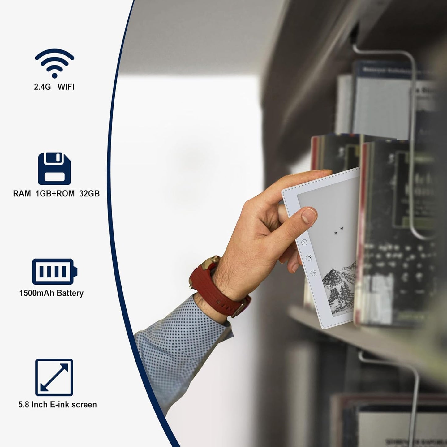 Cason E7 E-Reader Tablet with Black E-Ink Display –5.8” Portable Glare-Free Ebook Reader with Long Lasting Battery for a Paper-Like Reading Experience(32 GB)