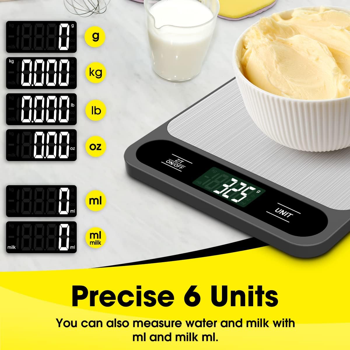 Cason Steel Digital Food Weighing Scale upto 5 kg,Kitchen Scale for Home Use, Accurate Food Measuring for Diet, Weight Machine for Food with Tare Function, LCD Display & SS Platform(Black)
